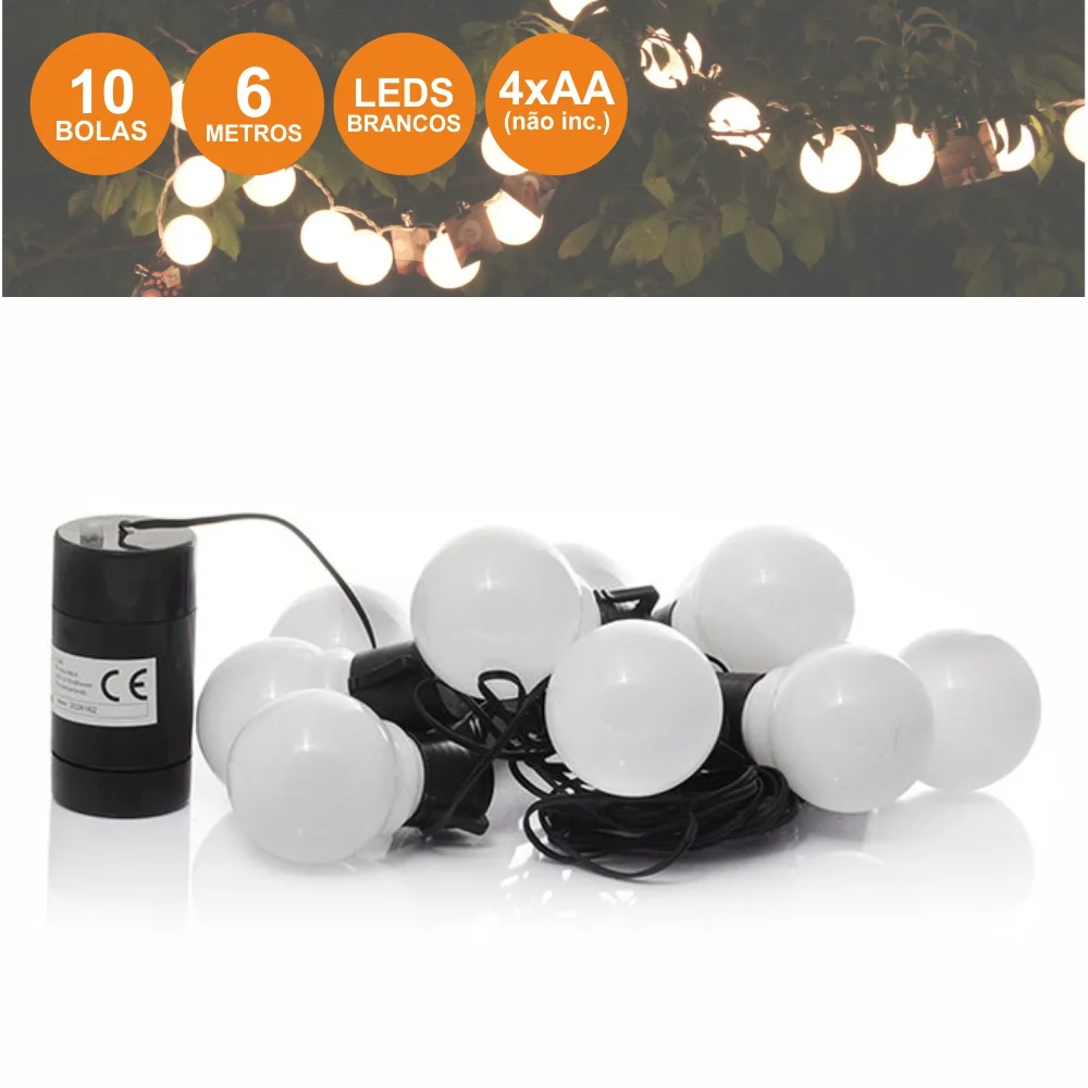 Luz de Natal Com 10 Bolas A Leds 6m