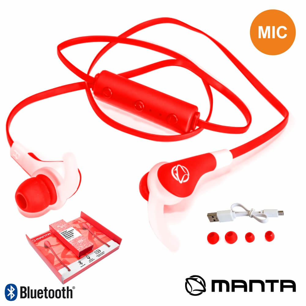 Auscultadores Bluetooth Stereo Mic Bat Vermelho 