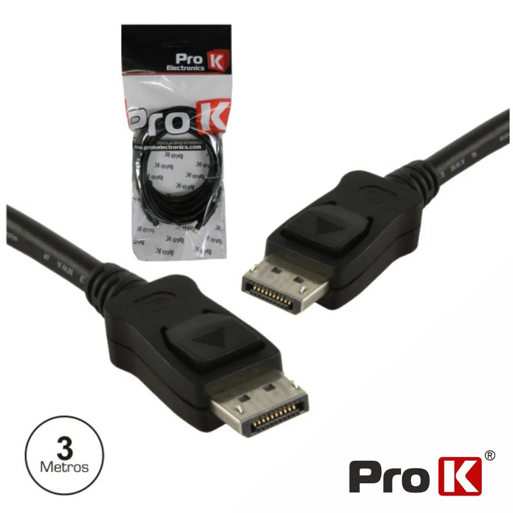 Cabo Displayport Macho / Macho Preto 3m Prok