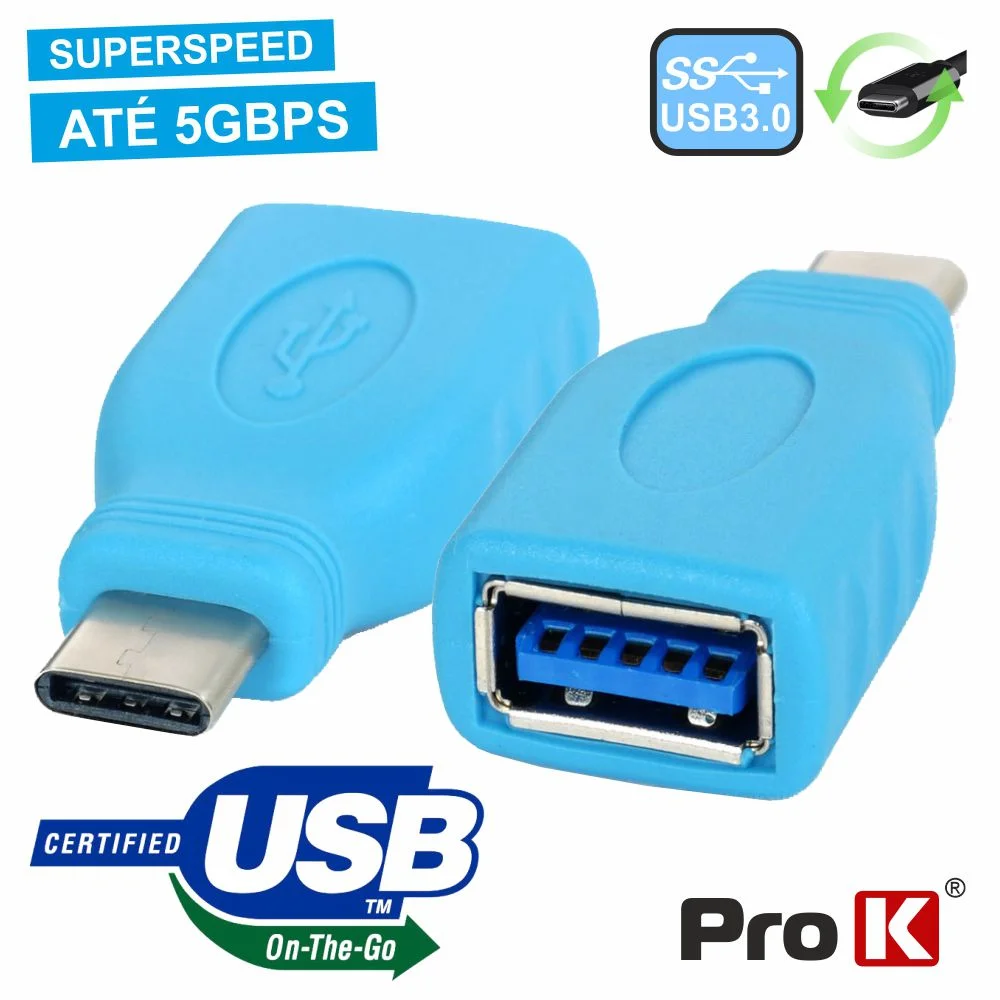 Ficha Adaptadora Usb-C 3.0 Macho / Usb-A Fêmea Otg