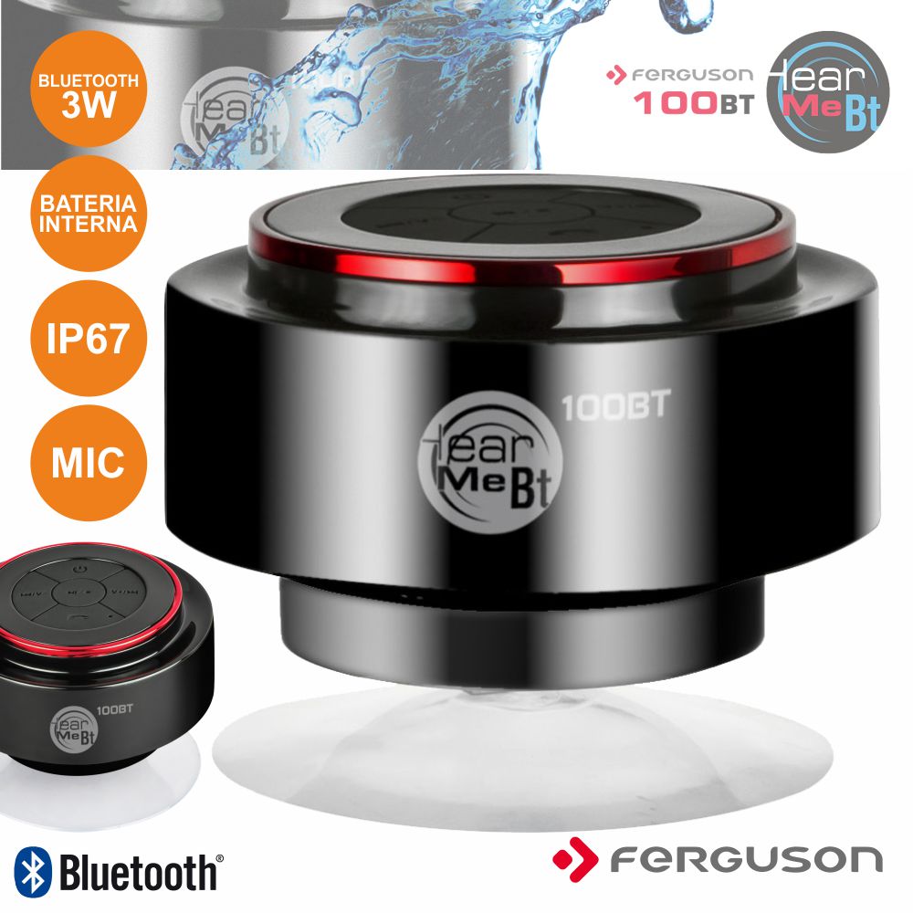 Coluna Bluetooth Portátil C/ Ventosa 3w Preto Ip67 