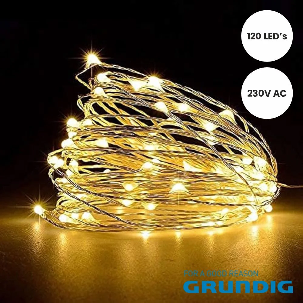 Conjunto De Luzes C/ 120 Leds 230v Branco Quente Grundig