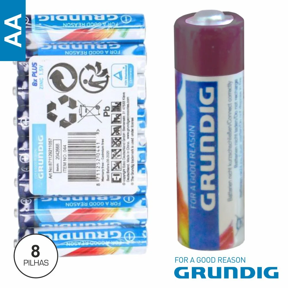 Pilha Zinco-Carvão Lr6/Aa 1.5v 8x Grundig