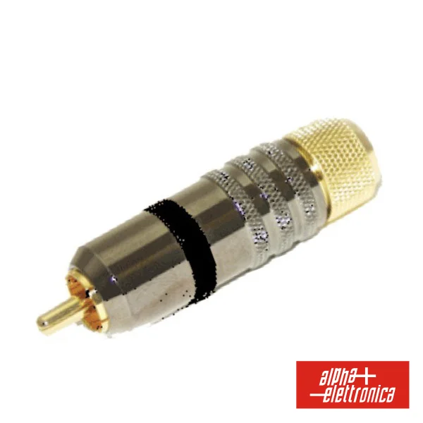 Ficha Rca Macho Polarizado/Autostring Dourado-Preto