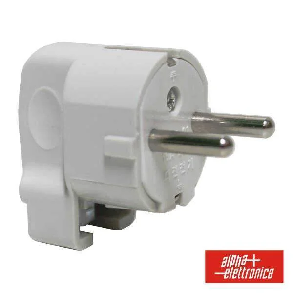 Ficha Schuko Macho C/ Terra Lateral 220v Branco
