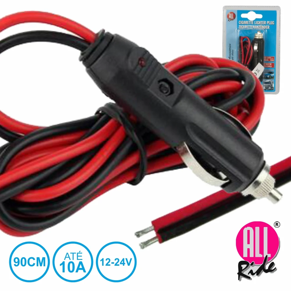 Ficha Isqueiro C/ Cabo Prolongador 12-24v 10a All-Ride