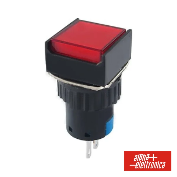 Comutador Pulsador Quadrado 230v 1 Na 1 Nf Vermelho Unipo
