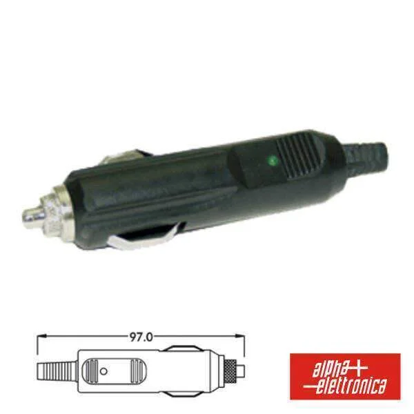 Ficha Isqueiro Macho C/ Fusível E Led P/ Soldar