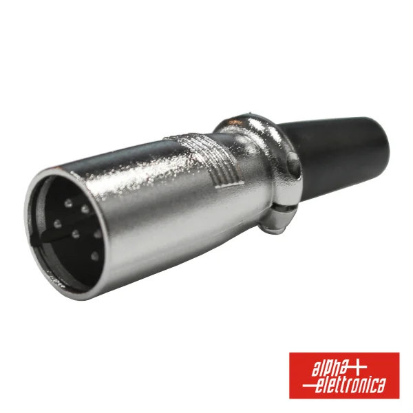 Ficha Xlr 6p Macho Niquelada Proteção Bloqueio