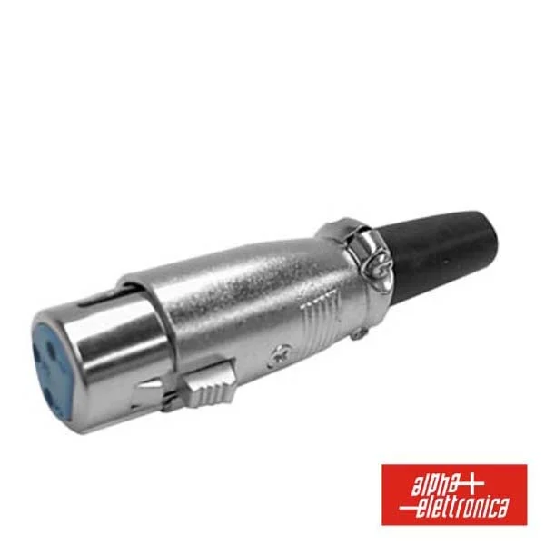 Ficha Xlr 3p Fêmea Niquelado C/ Guarda Cabo