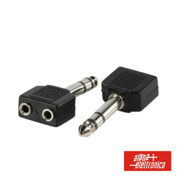 Ficha Adaptadora 6.35mm Macho St / 2x Fêmea 3.5mm St