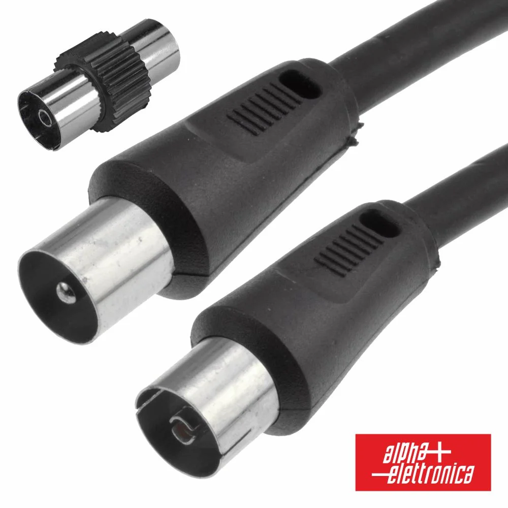 Cabo Coaxial Macho/Fêmea + Adaptador Preto 3m
