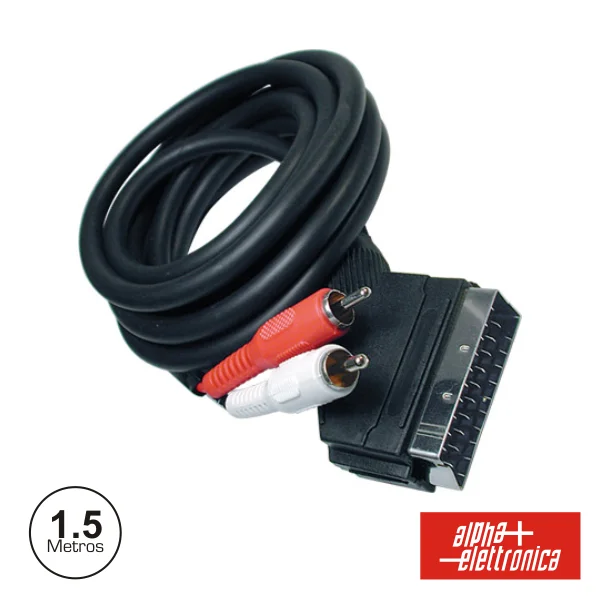 Cabo Scart Macho Vídeo / 2 Rca Macho 1.5m