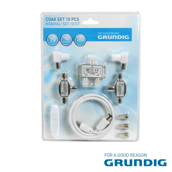 Kit Cabo Coaxial Com Fichas Blister 10 Pcs Grundig