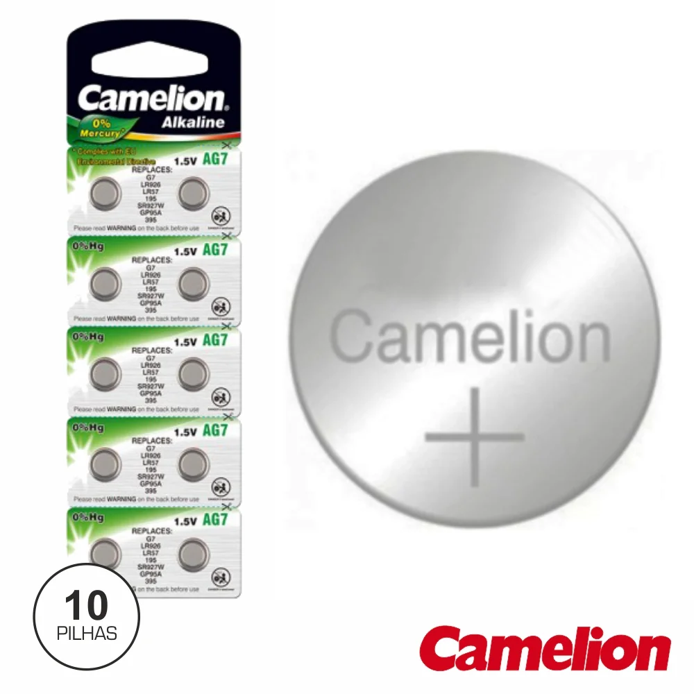 Pilha Botão Ag7 / Lr57 1.5v 34ma 10x Blister Camelion