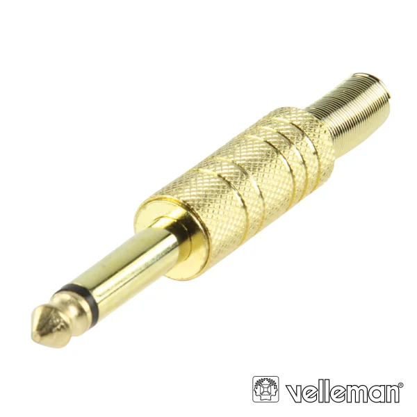 Ficha Jack 6.35mm Macho C/ Proteção Mola Dourado Mn
