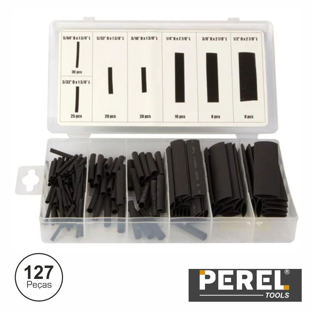 Kit Manga Termo Retráctil Preto 127x Perel