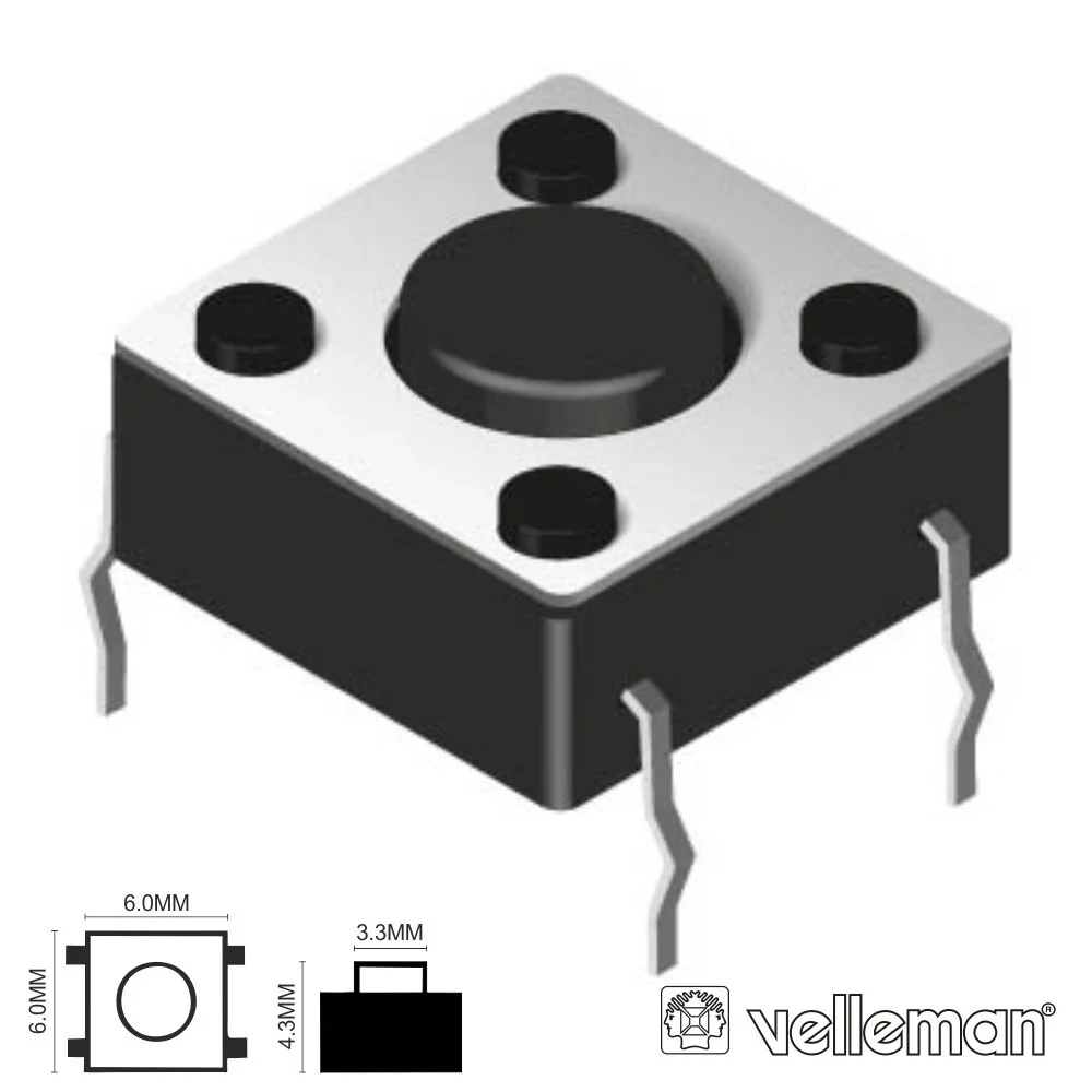 Comutador Micro Switch 6x6mm Altura 4.3mm Velleman