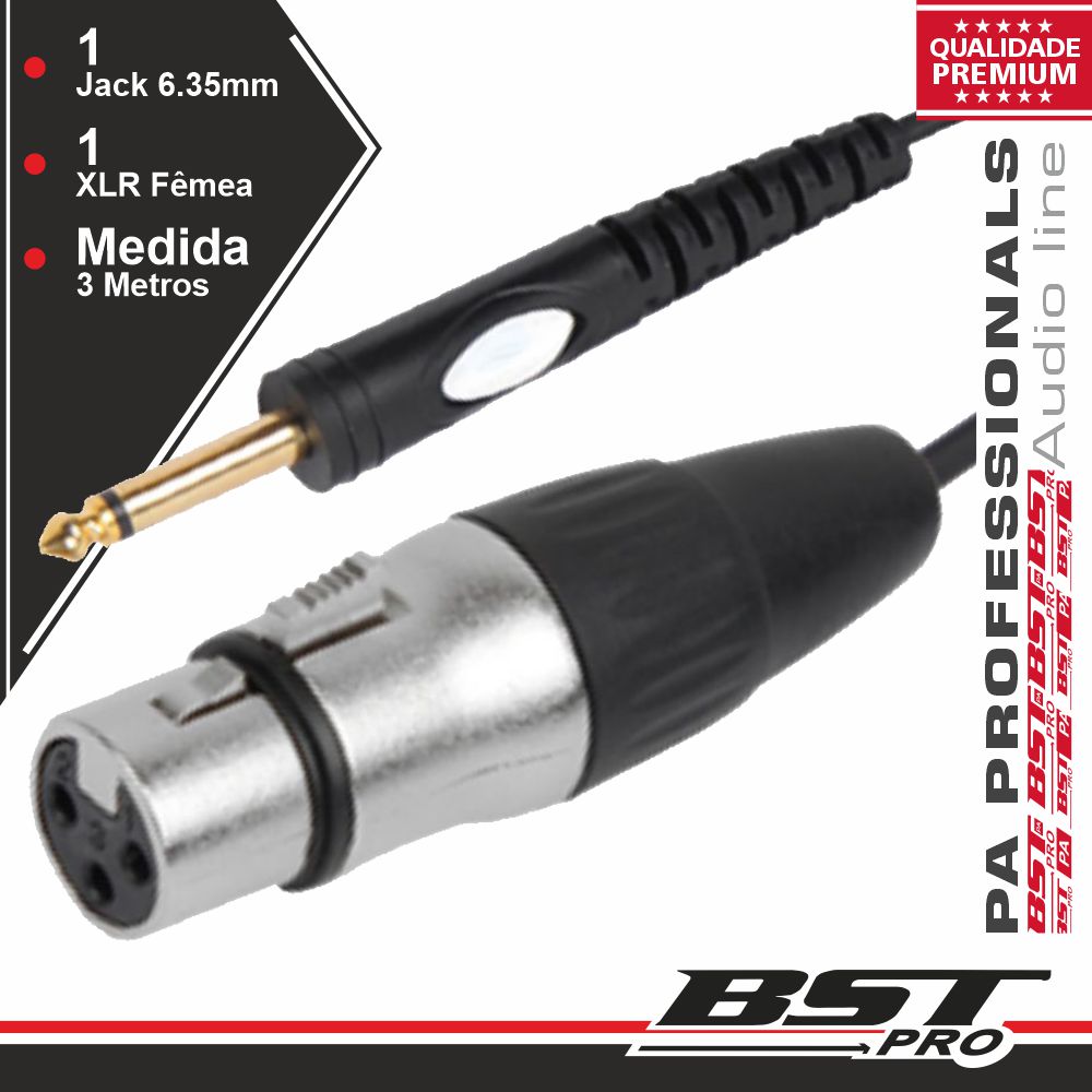Cabo Xlr 3p Macho / Jack 6.35mm Macho St 3m 