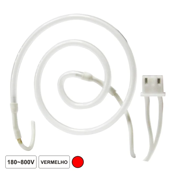 Lâmpada Tubular 180-800v Néon Espiral Vermelho