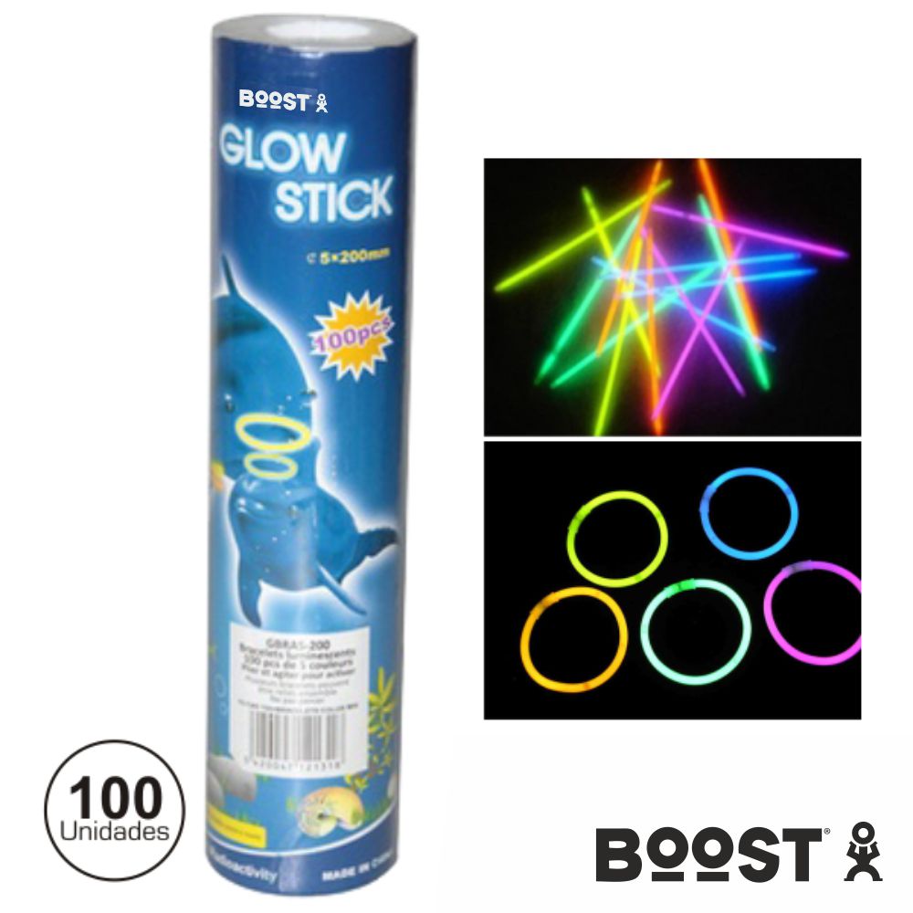 Conjunto 100 Barras Luminescentes Multicor 200mm 