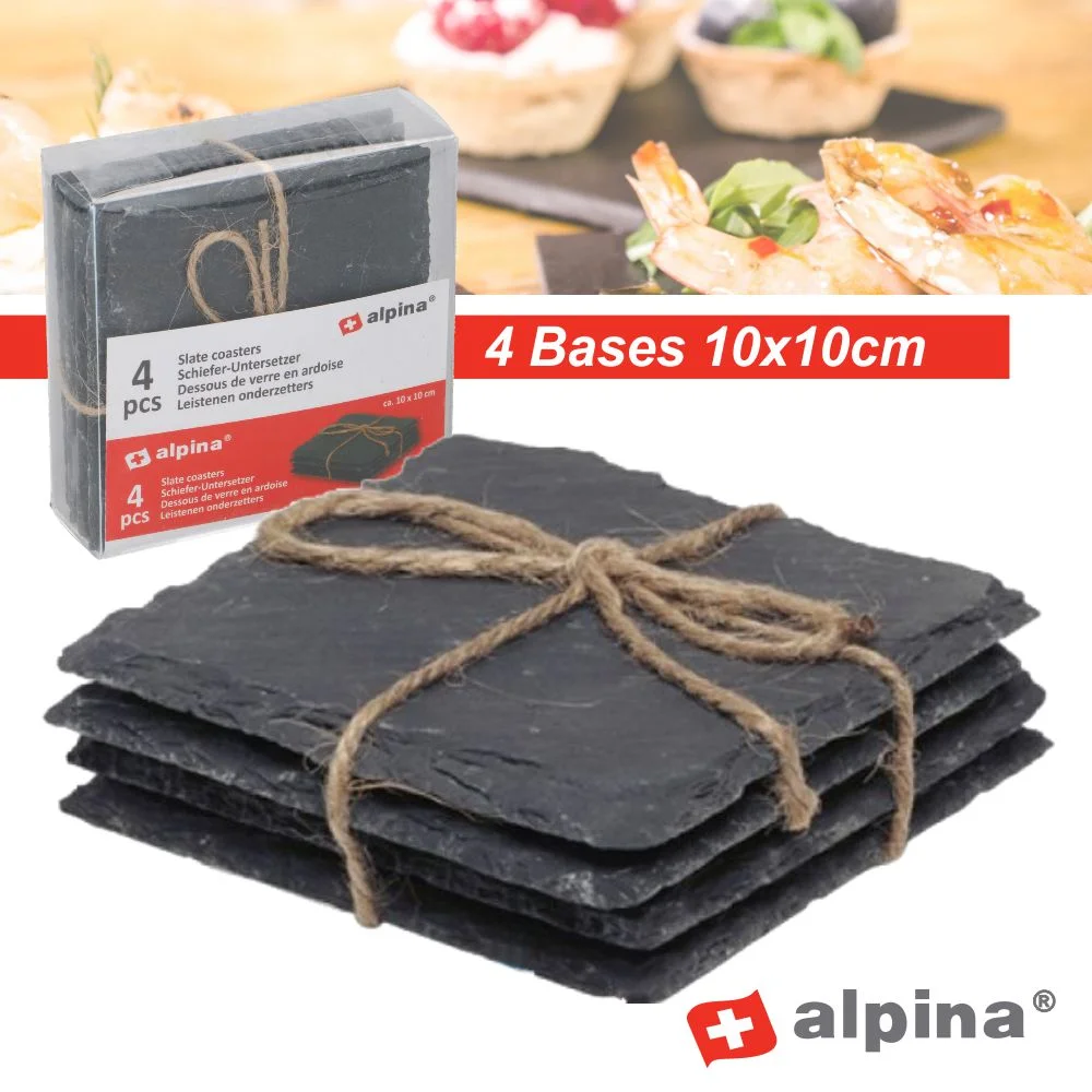 Conjunto 4 Bases Ardósia 10x10cm Alpina