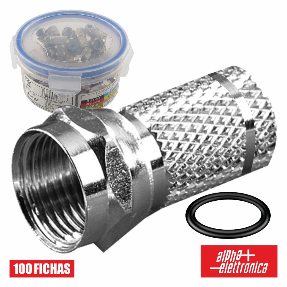 Ficha F Fêmea Niquelada Hq P/ Cabo 6.8mm Rg59 C/ 1 O-Ring