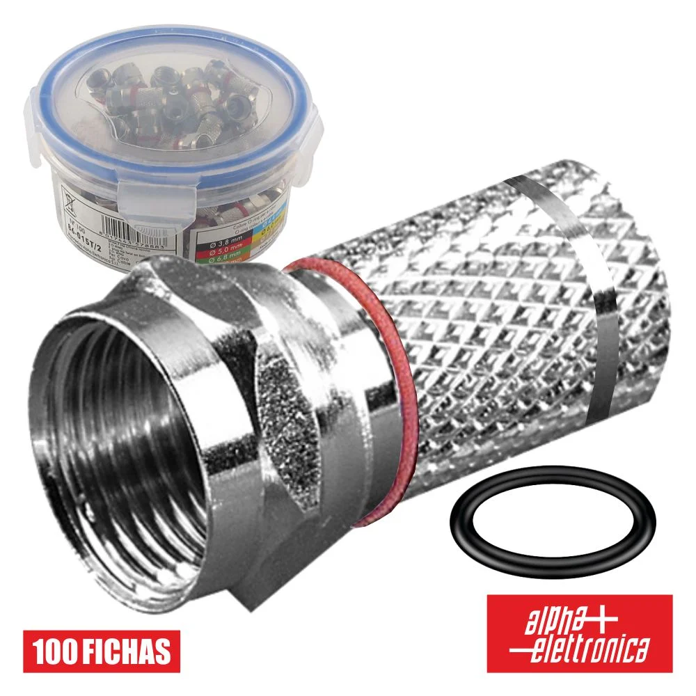 Ficha F Fêmea Niquelada Hq P/ Cabo 6.8mm Rg59 C/ 2 O-Ring