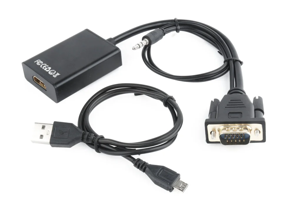 Adaptador Gembird Vga A Hdmi 0,15m Con Audio 3.5mm