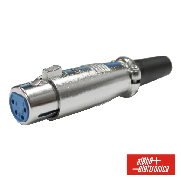 Ficha XLR 4P Fêmea Niquelada Proteção Bloqueio