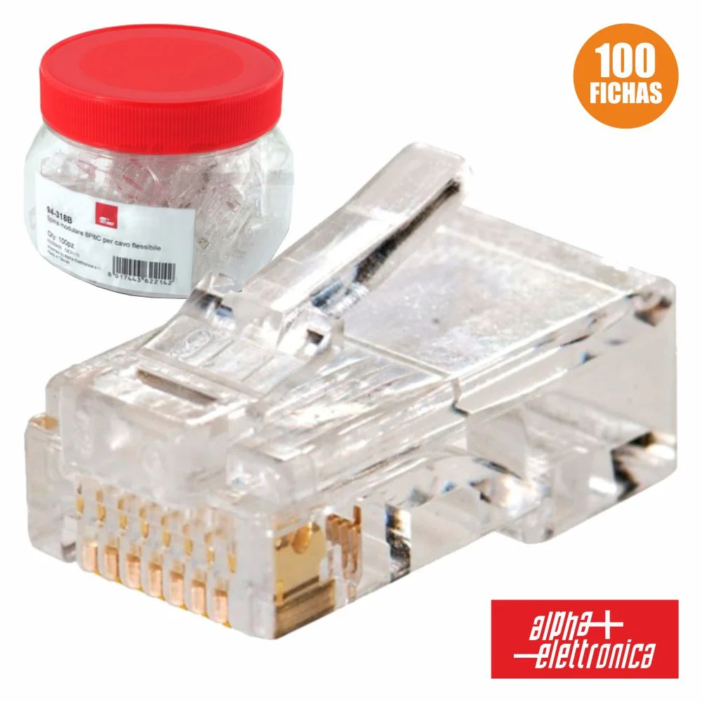 Fichas Telefone Rj45 Modular 8p8c Cx 100Pcs