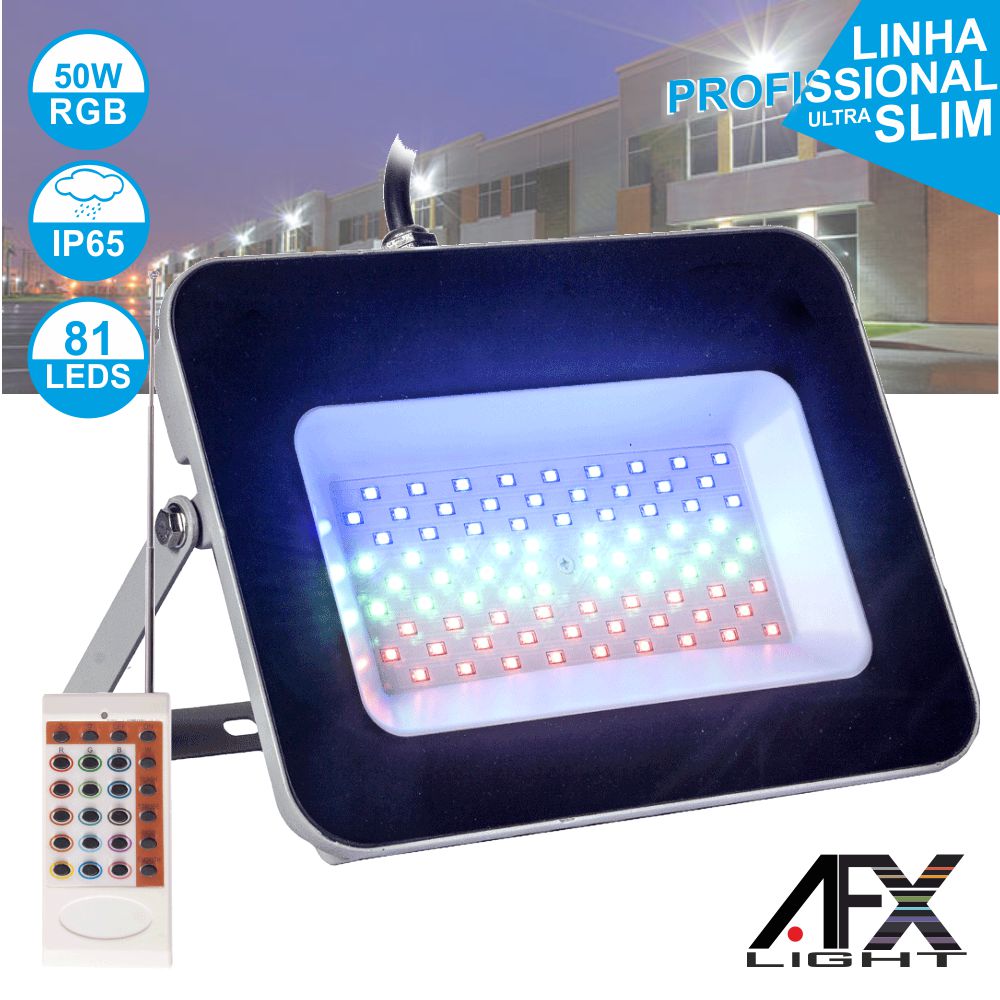 Foco Led 50w 220v C/Comando Rgb Ip65 light