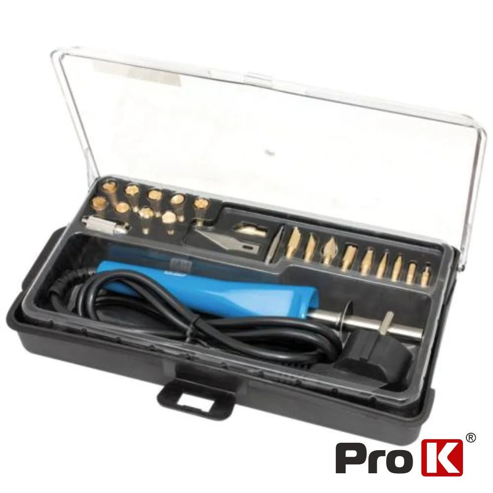 Pirografo Gravador Ferro Soldar 21 Peças Prok