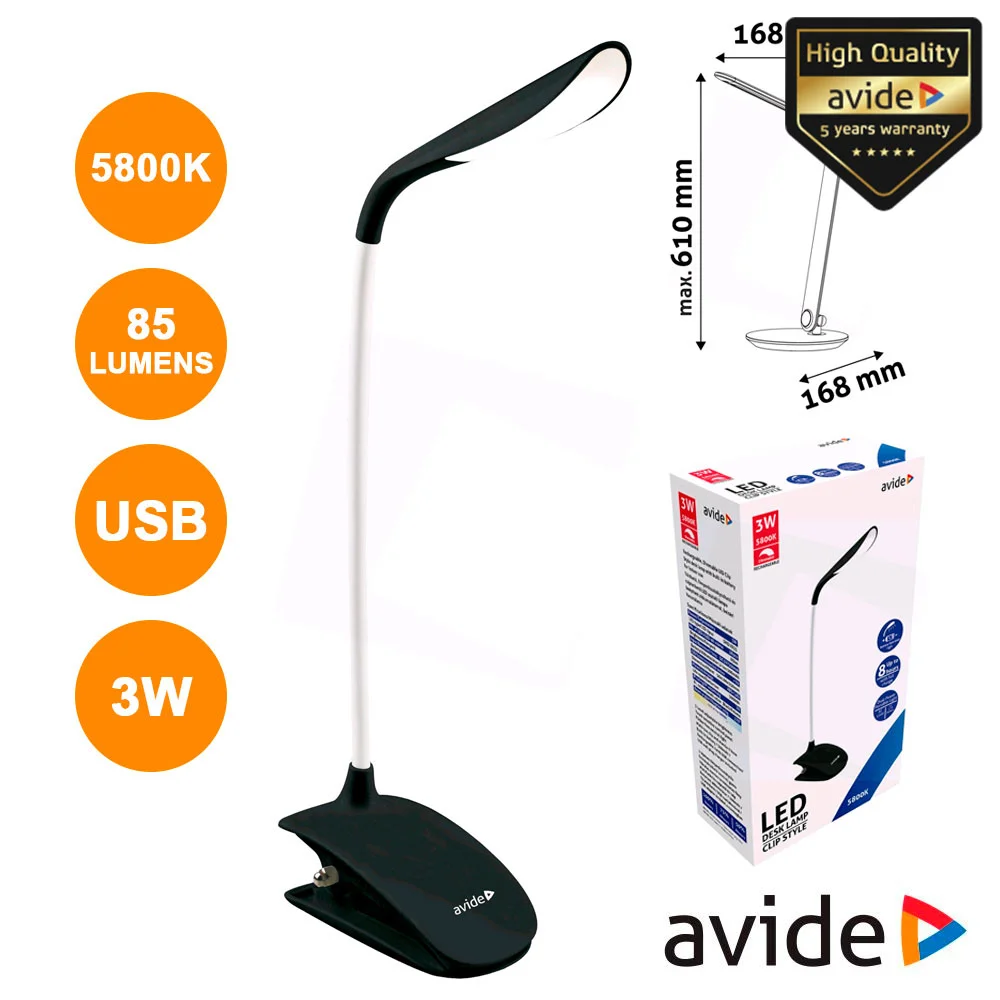 Candeeiro Decorativo Led 3w 5800k C/ Garra 85lm Avide