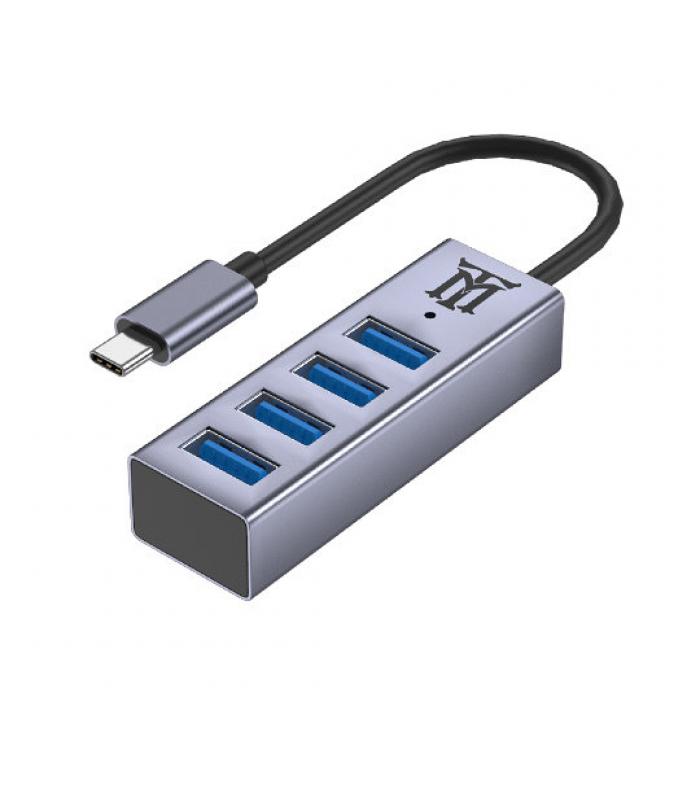 Premium MTHUB4 HUB de Interface USB 3.2 GEN 2 (3.1 GEN 2) TYPE-C 5 Mbit/s Alumínio, Cinzento