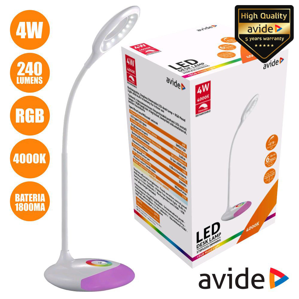 Candeeiro Decorativo Led Dimável Bat 4000k+rgb 240lm 