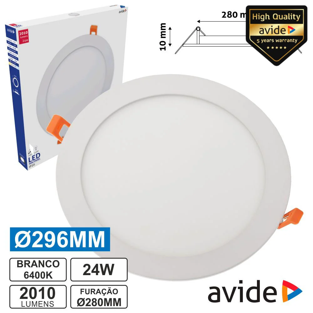 Painel Leds Redondo 24w 296mm 6400k 2010lm Avide