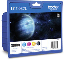 Tinteiro Original LC1280XL Value Pack, Amarelo, Azul Cyan, Magenta e Preto, Pack 4, LC-1280XLVALBP