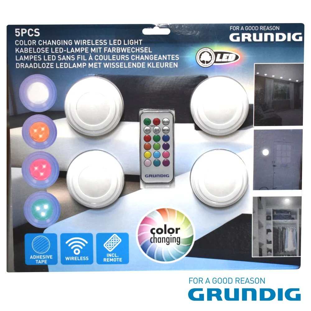 Conjunto De 4 Apliques Led Rgbw C/ Comando Grundig
