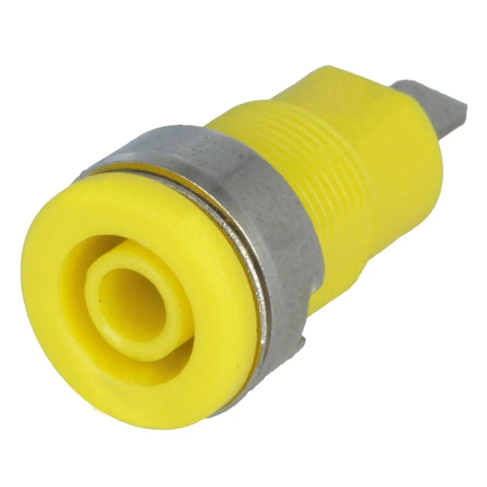 Ficha Banana Fêmea Painel Terminal 4mm Amarelo