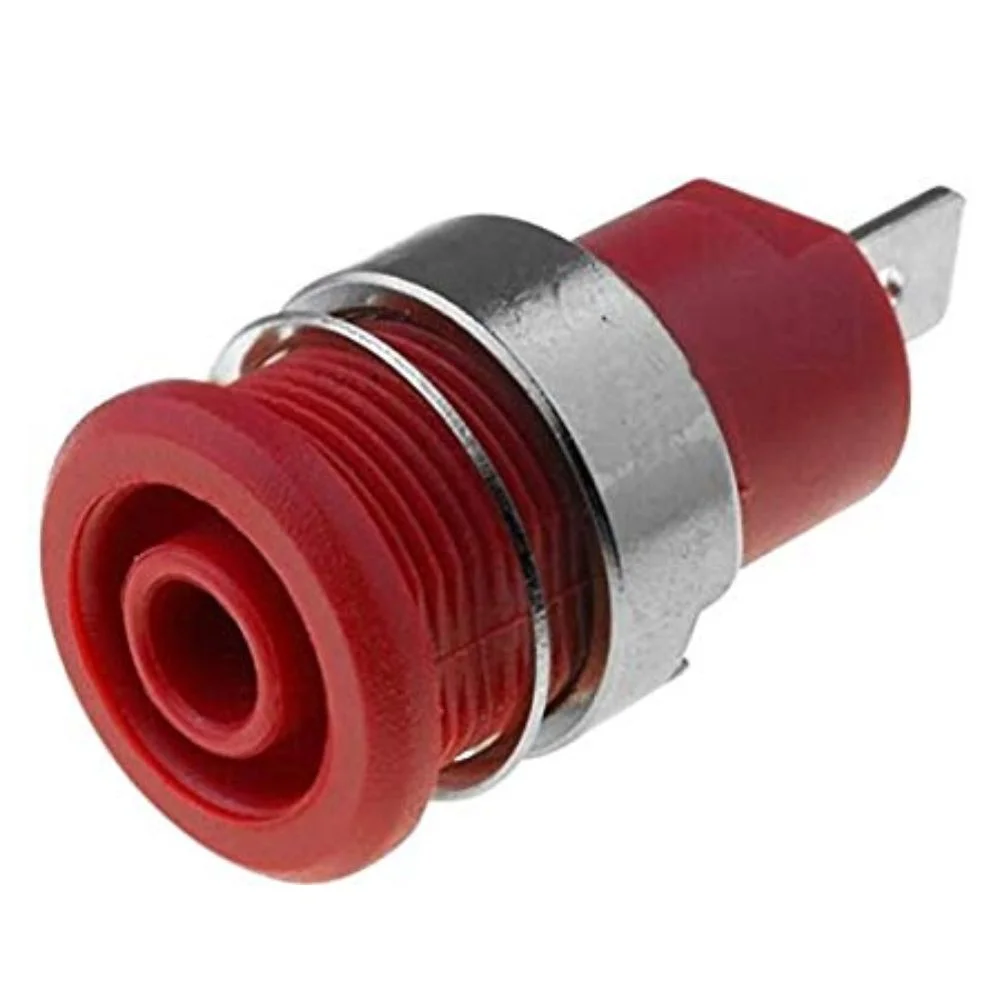 Ficha Banana Fêmea Painel Terminal 4mm Vermelho