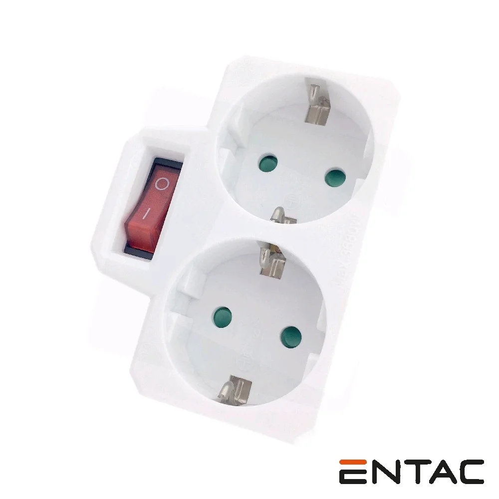 Extensão Eléctrica C/ 2 Saídas Interruptor Branco ENTAC
