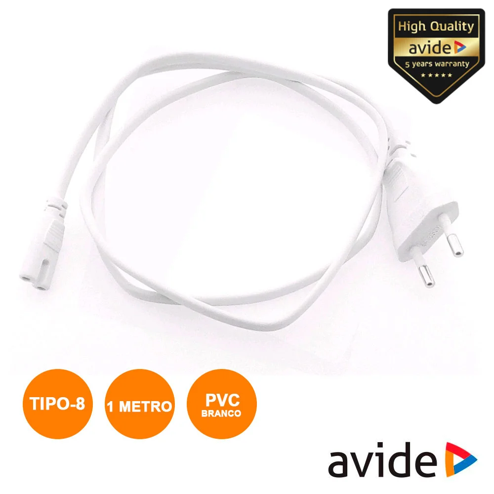 Cabo Alimentação AC Plano / Tipo 8 IEC C7 1M AVIDE
