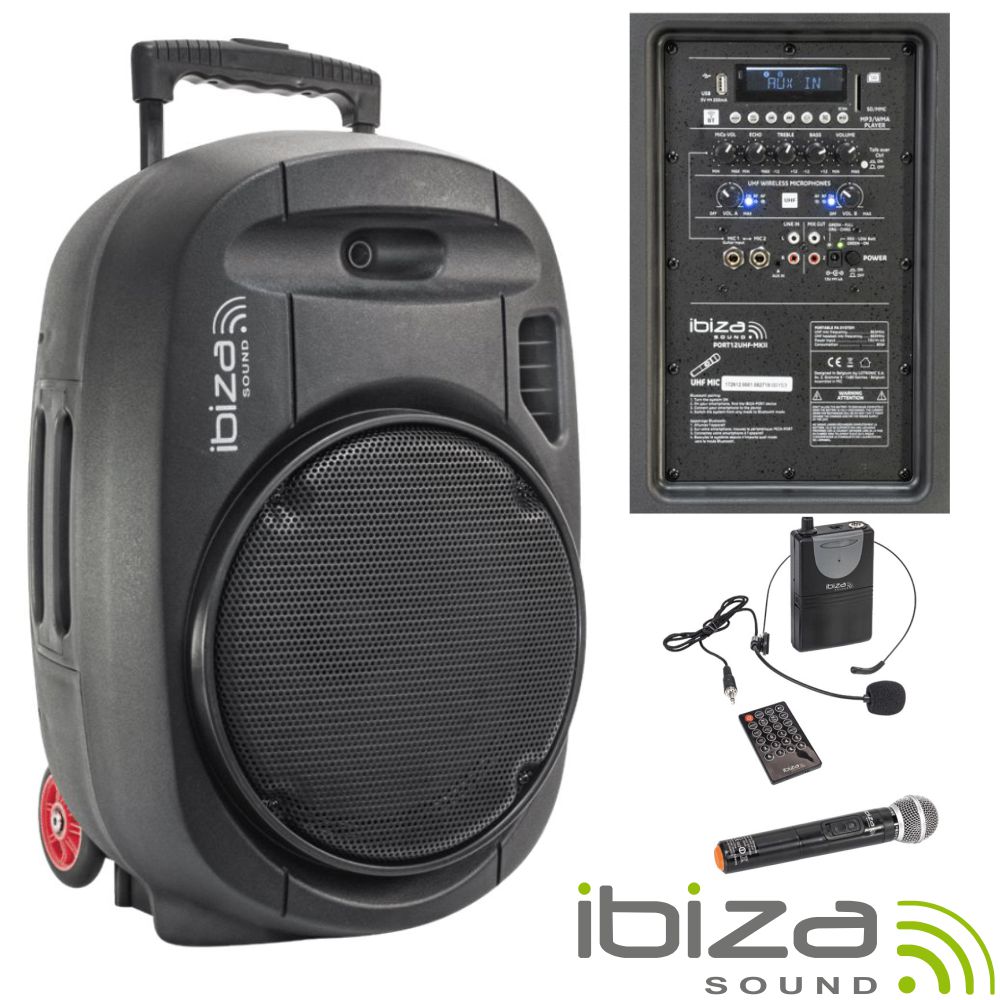 Coluna Amplificada 12 700W USB/BT/SD/Bat UHF Preta 
