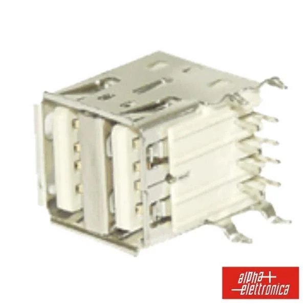 Ficha USB-A Dupla 90º Circuito Impresso