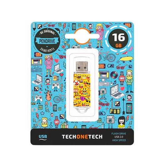 Tech-One-Tech - PEN USB 16 GB EMOJITECH EMOJIS TEC4501-16