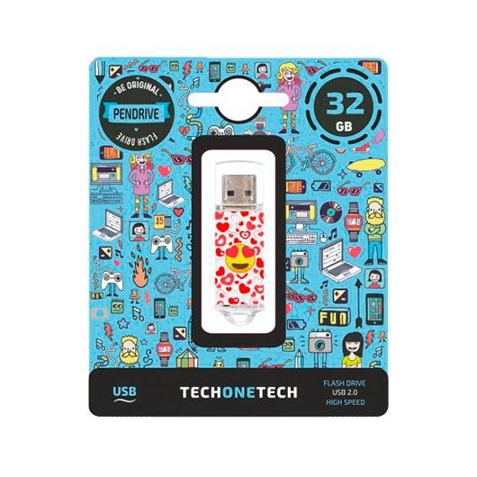 Tech-One-Tech - PEN USB 32 GB EMOJITECH HEART-EYES TEC4502-32