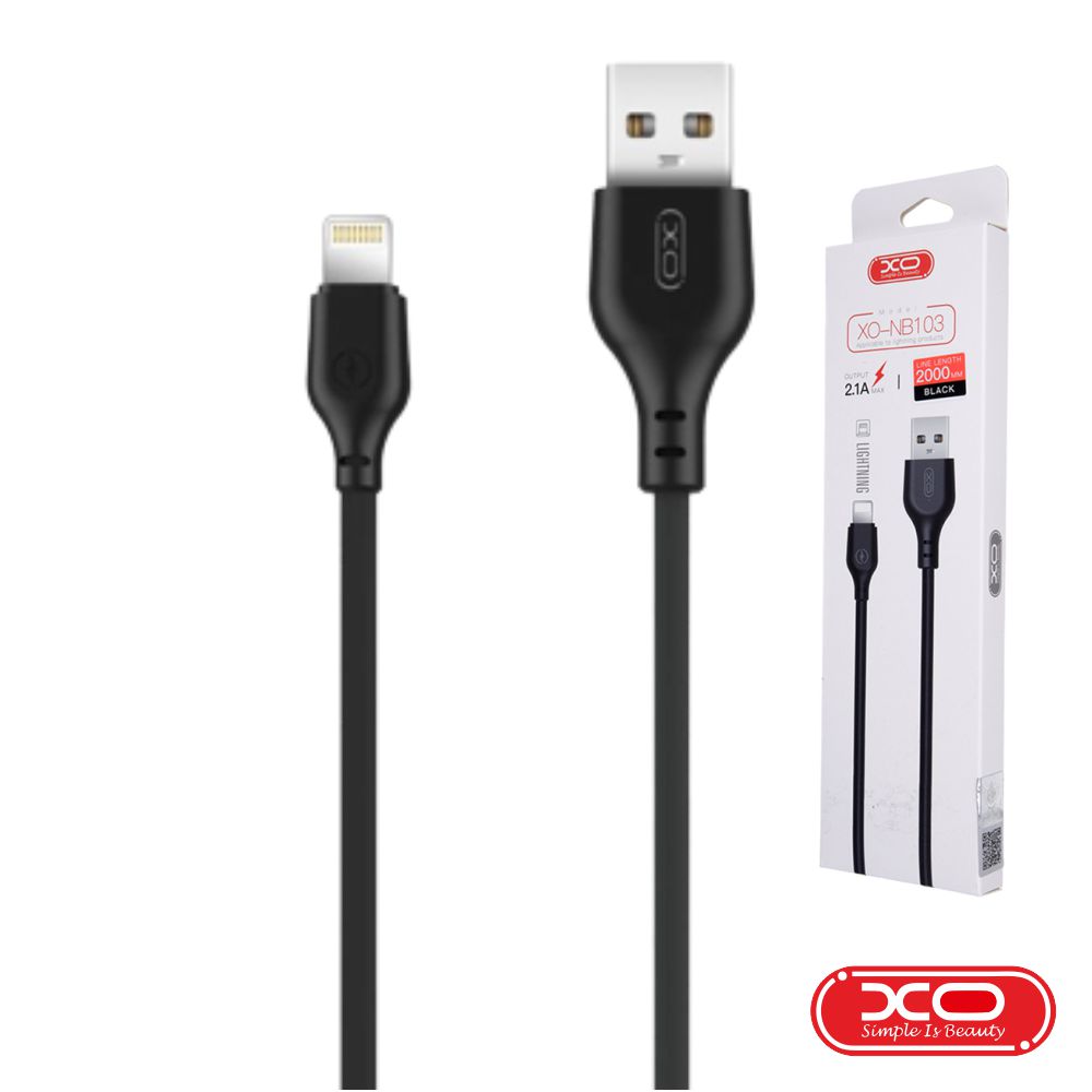 Cabo USB-A 2.0 Macho / Lightning 8P 2.1A 2M Preto 