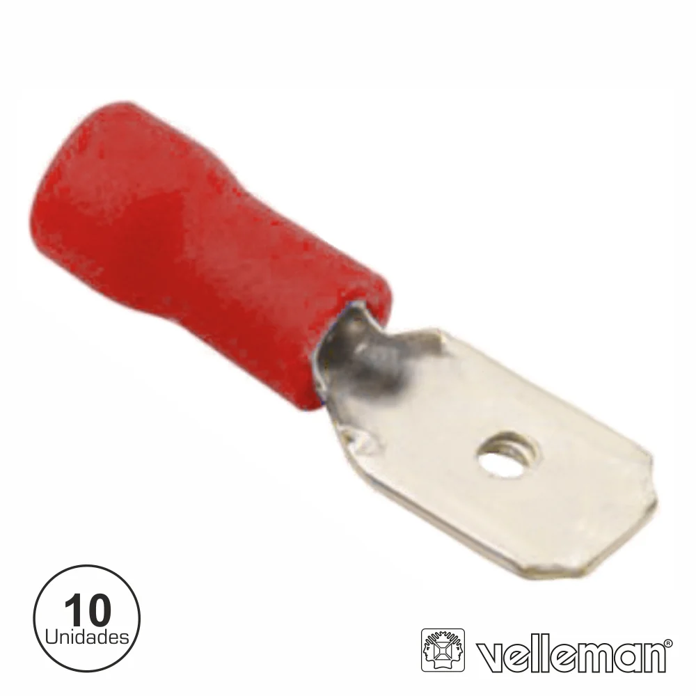Terminal Faston Macho Isolado 2.8mm 10X Vermelho
