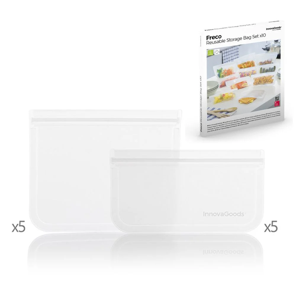Conjunto De 10 Sacos Reutilizáveis Para Alimentos